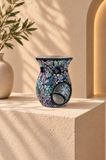 Mosaic Tealight Burners - Blue Silver Crackle