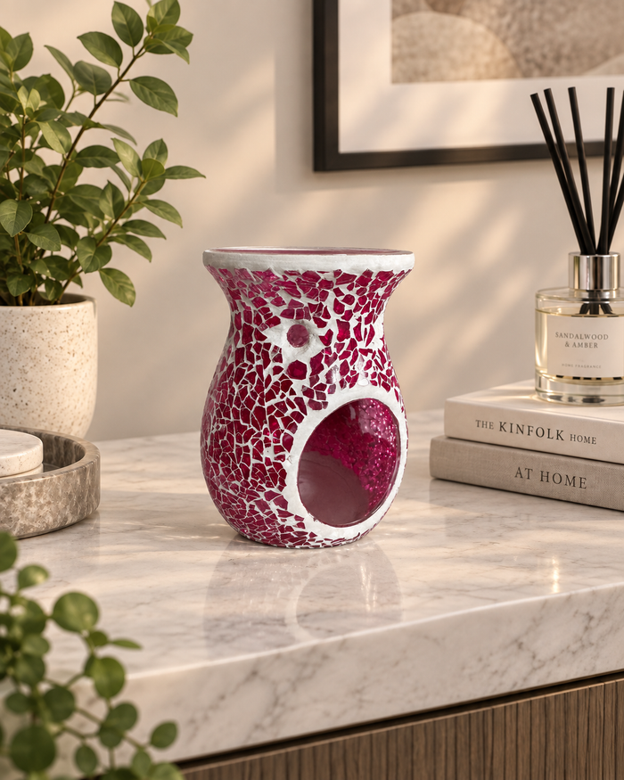 Mosaic Tealight Burners - Pink Crackle