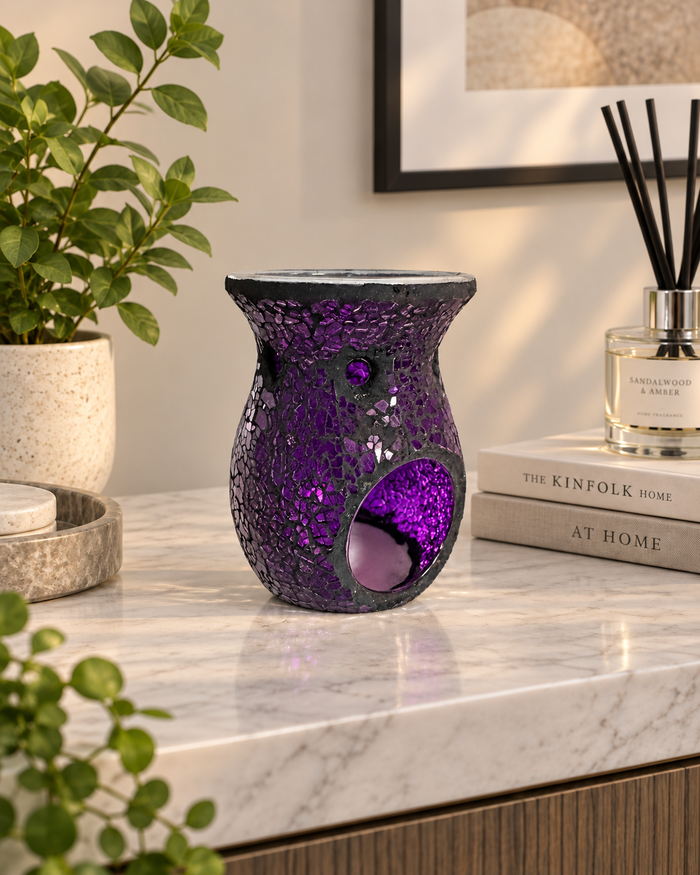 Mosaic Tealight Burners - Drak Purple